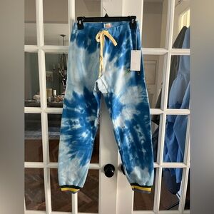 WARM FUN Warm & Sunny Sweatpants Women’s  Blue/White Tie Dye NWT $195